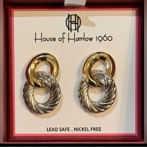 house of harlow 1960 silver / gold tone earrings